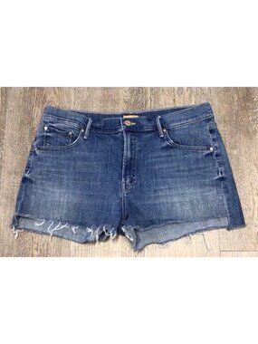 Mother Jeans Teaser Step Fray Shorts Womens Size 32 Blue Denim Cut Off